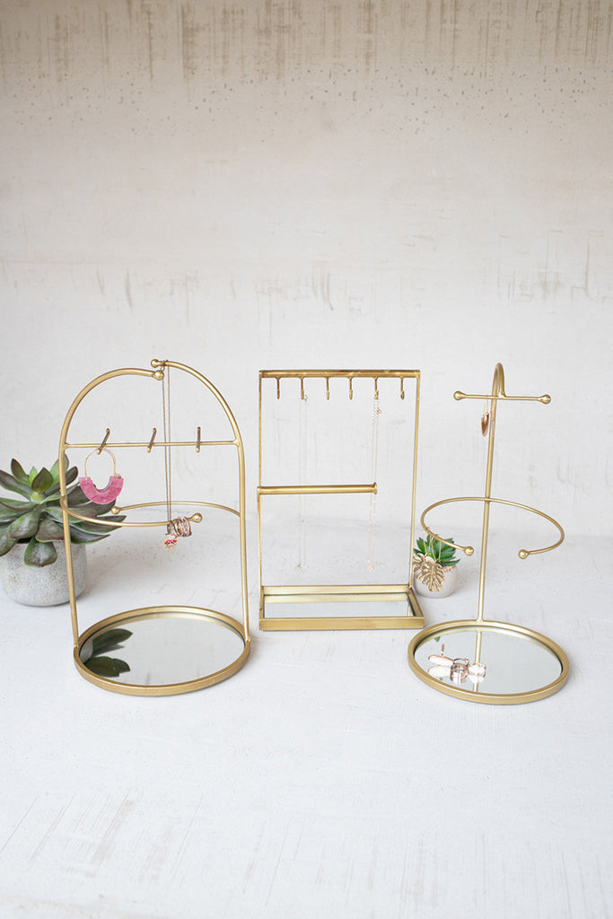 Tabletop jewelry stand with mirror bases, set of 3 - The Nifty Decor