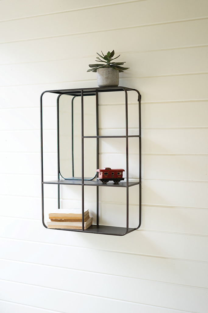 Metal wall mirror with shelves - The Nifty Decor
