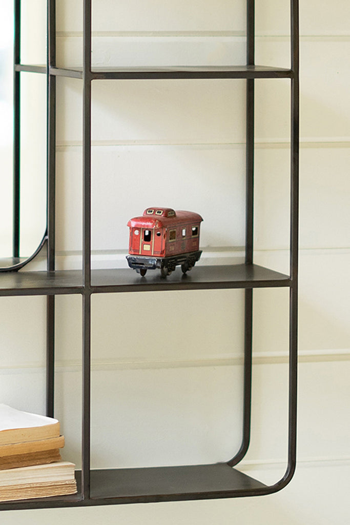 Metal wall mirror with shelves - The Nifty Decor