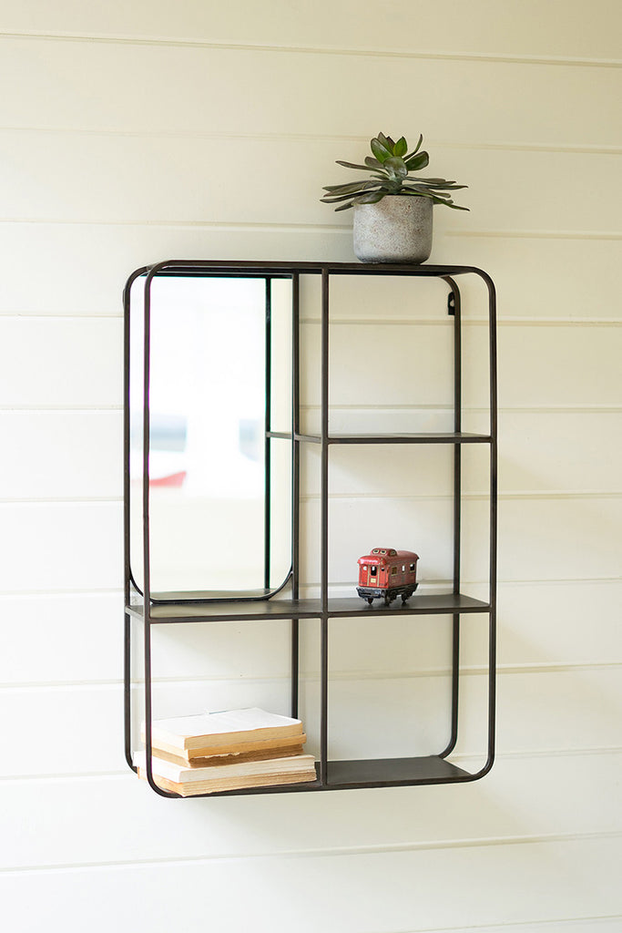 Metal wall mirror with shelves - The Nifty Decor