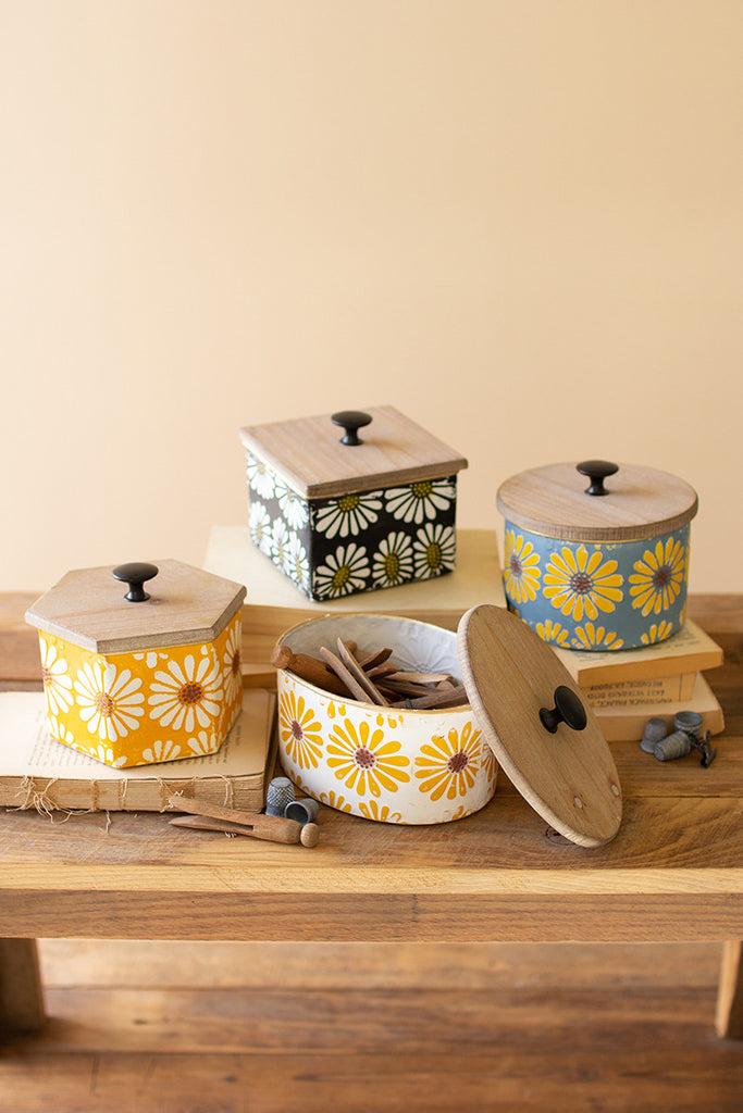 Metal canisters with wooden lids, set of 4 - The Nifty Decor