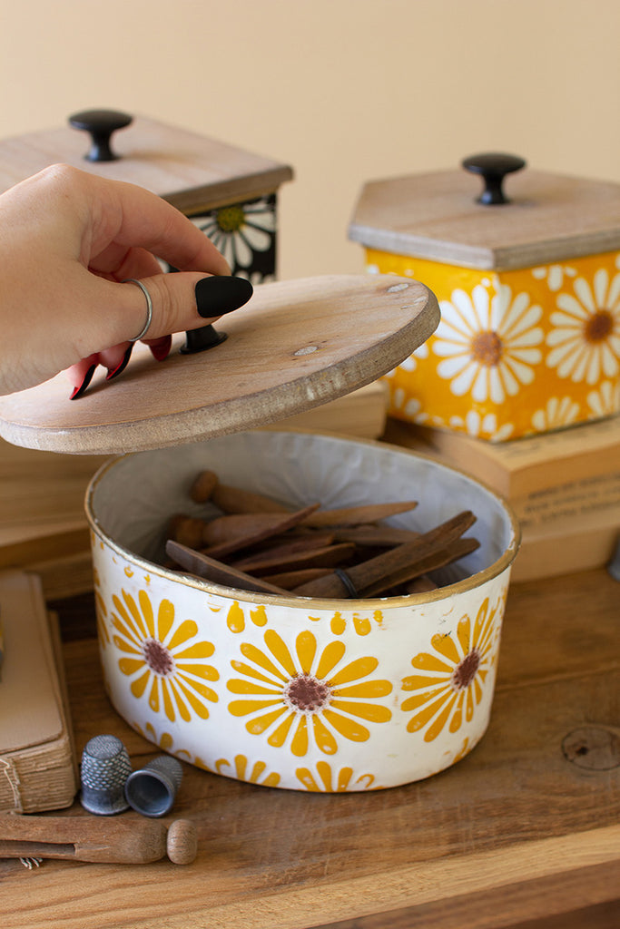 Metal canisters with wooden lids, set of 4 - The Nifty Decor