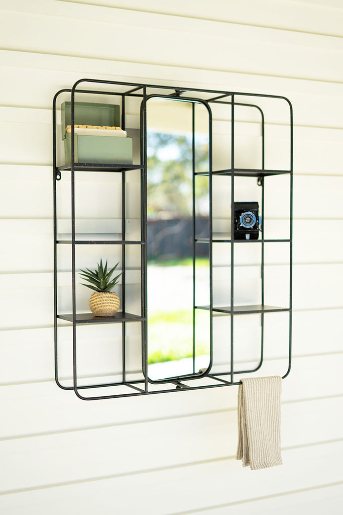 Wall shelf with rectangle mirror - The Nifty Decor