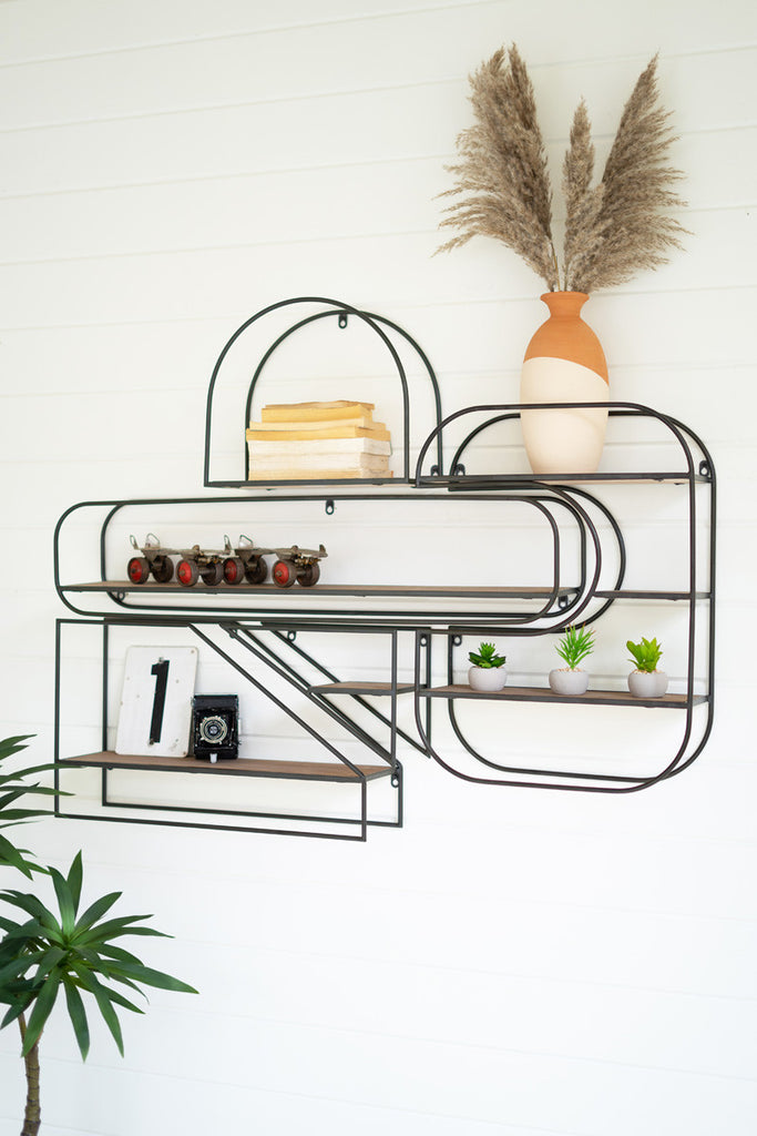 Set of 5 hanging wall shelves - Bombay Mercantile