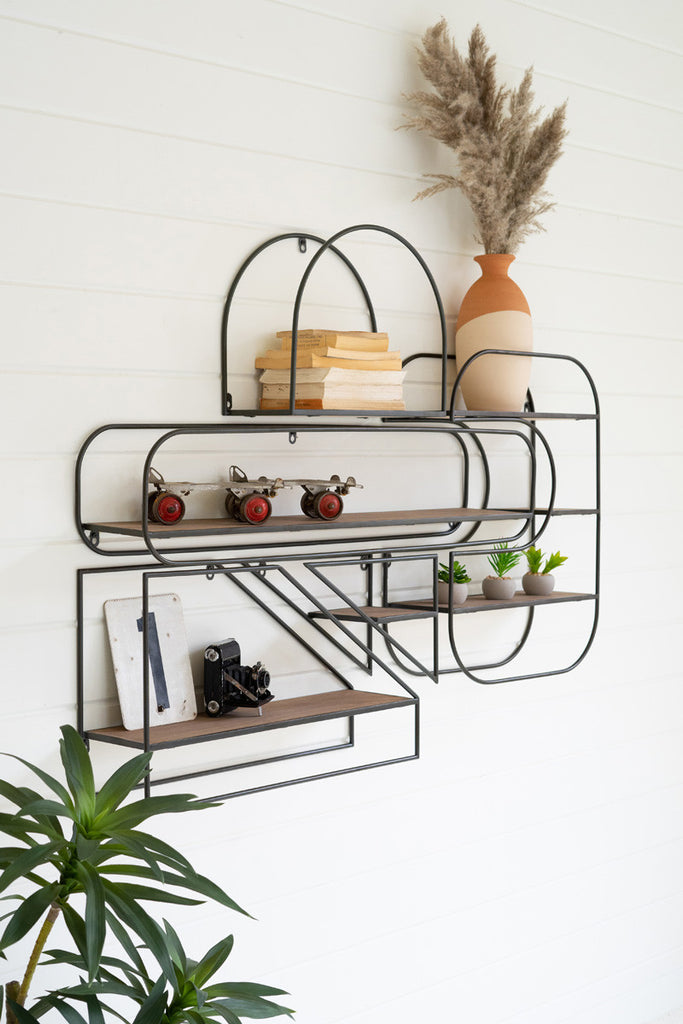 Set of 5 hanging wall shelves - Bombay Mercantile