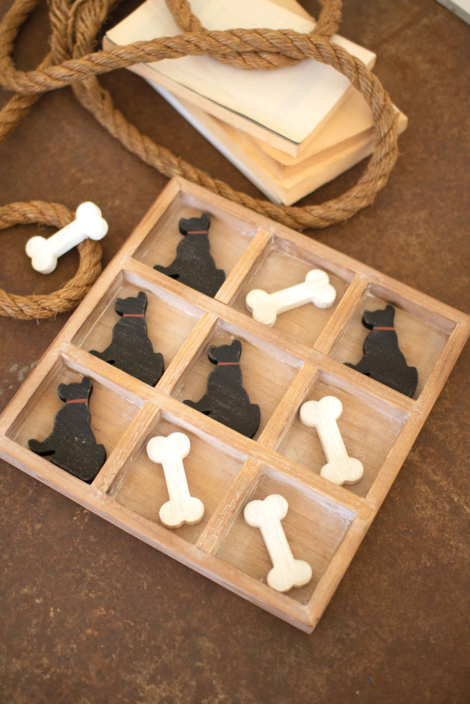 Wooden dog and bone tic-tac-toe - Bombay Mercantile