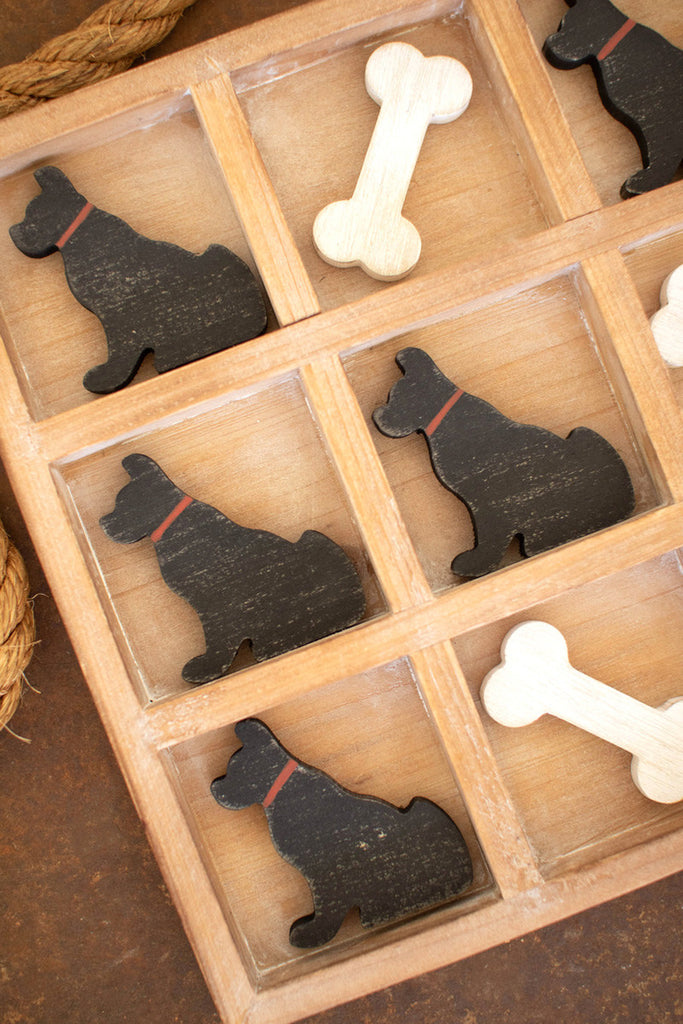 Wooden dog and bone tic-tac-toe - Bombay Mercantile