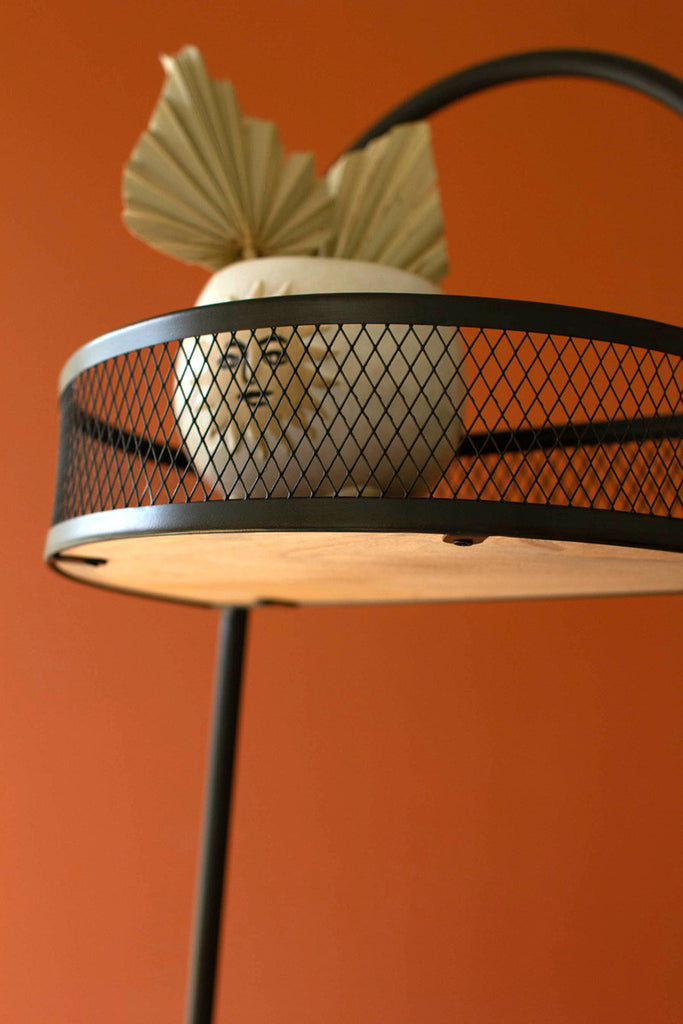 Wood & metal demi-lune three-tiered storage stand - Bombay Mercantile