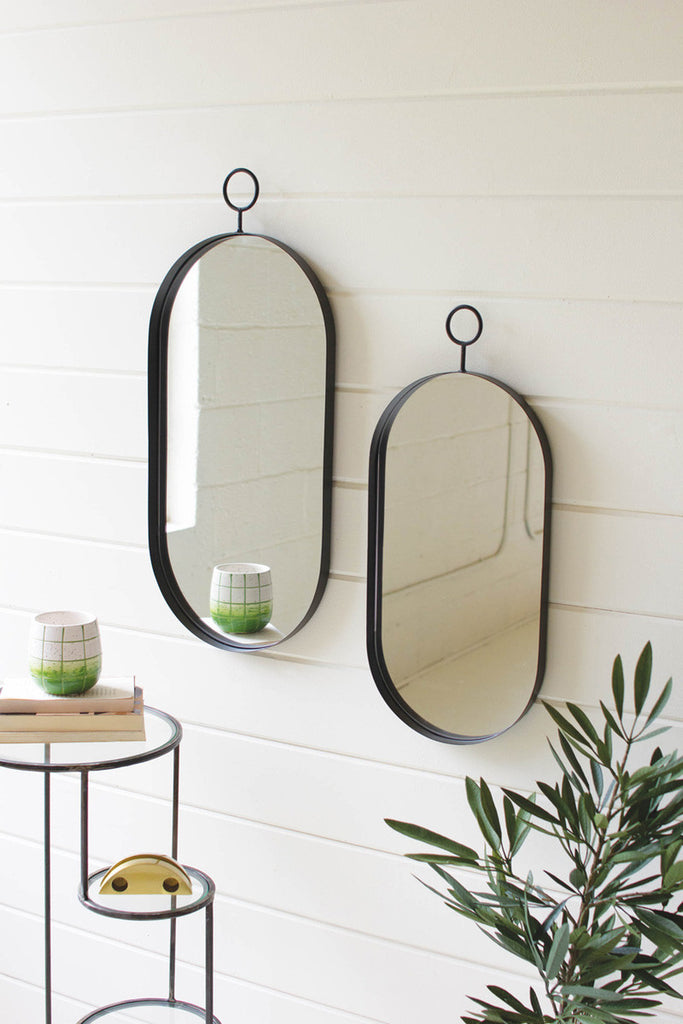 Set of 2 oval wall mirrors - Bombay Mercantile