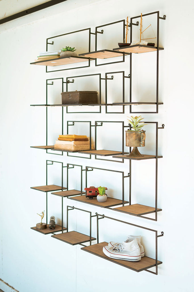Wood and metal shelves, set of 14 - The Nifty Decor