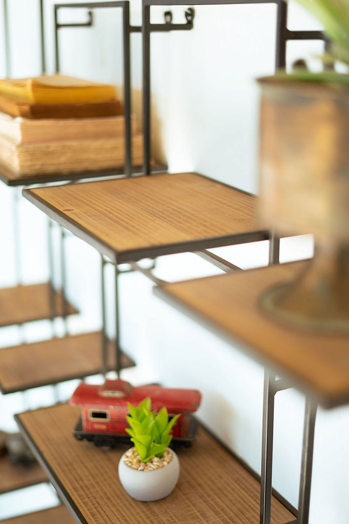 Wood and metal shelves, set of 14 - The Nifty Decor