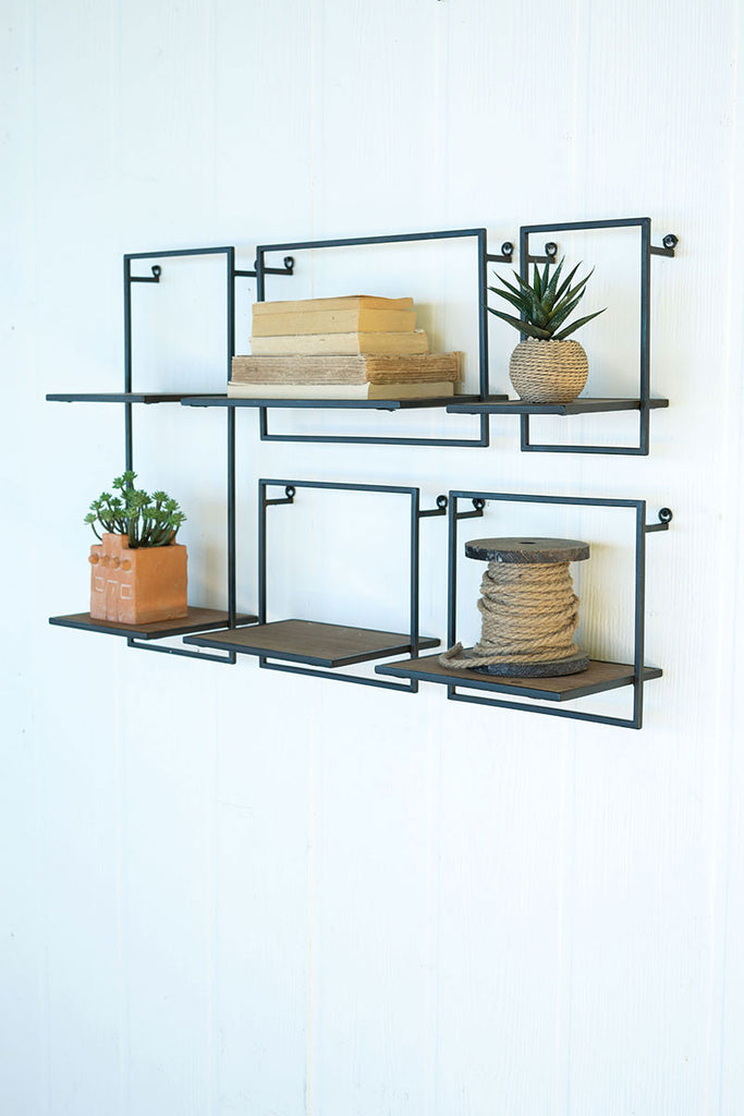 Wood and metal shelves, set of 14 - The Nifty Decor