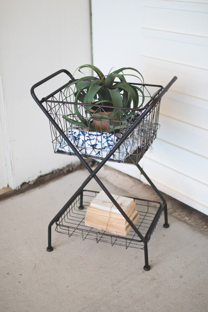 Metal basket with stand - The Nifty Decor