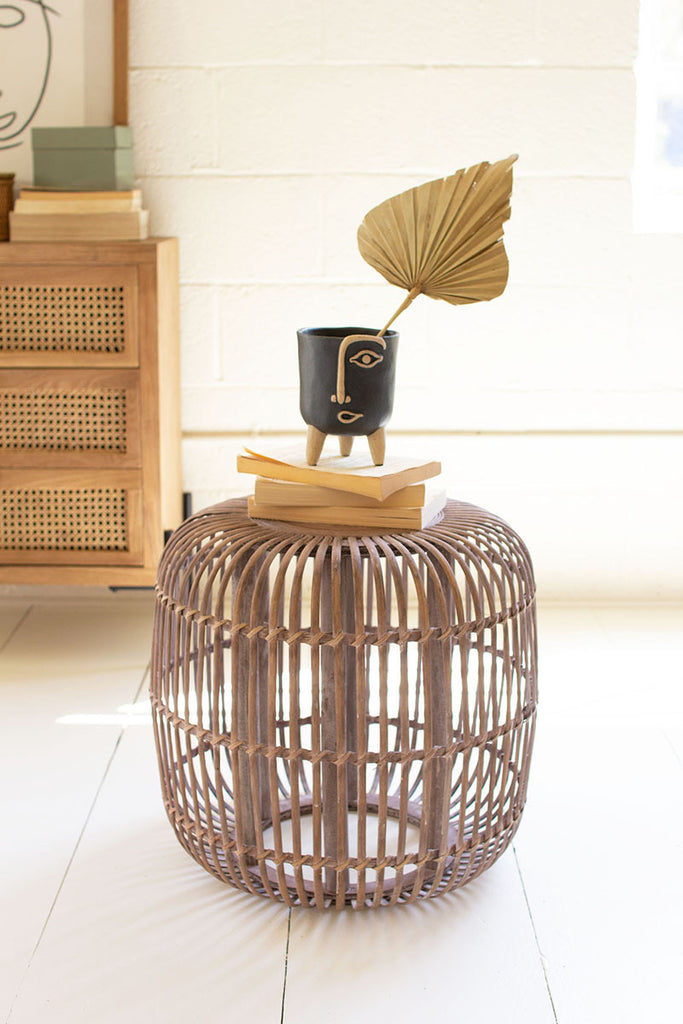 Round bamboo accent table - The Nifty Decor