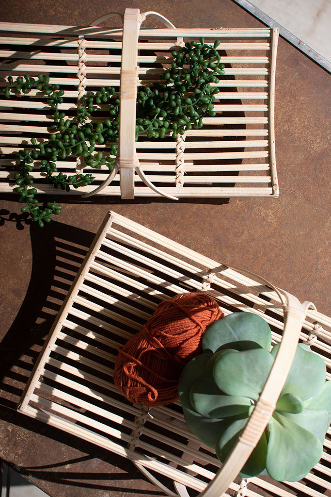 Set of 2 bamboo tray baskets - The Nifty Decor
