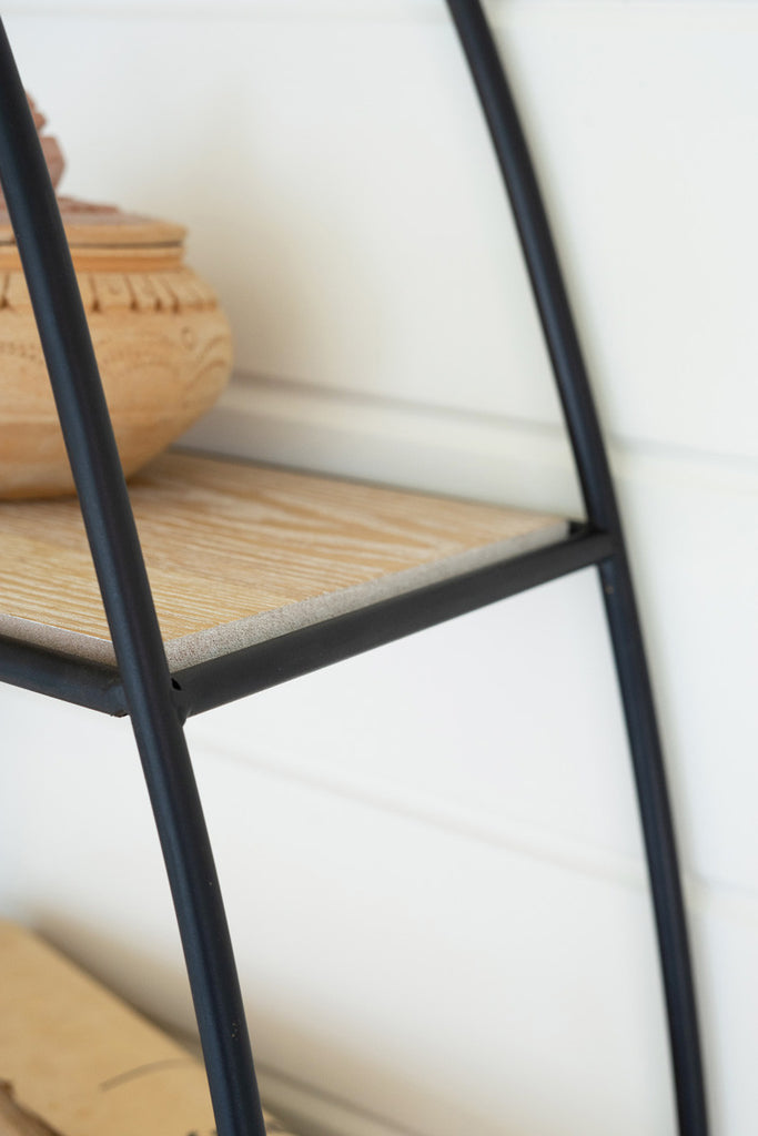 Oval metal and wood wall shelf - Bombay Mercantile