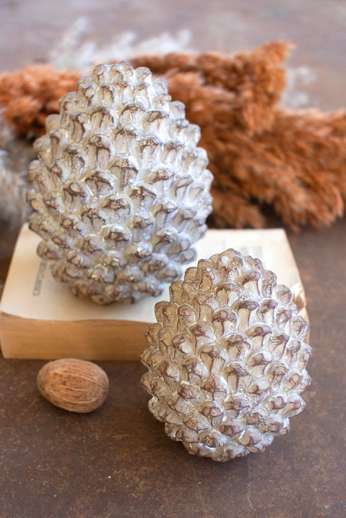 Set of 2 faux pinecones - Bombay Mercantile
