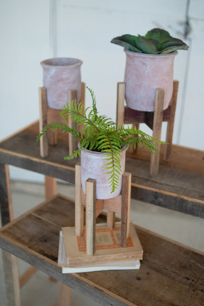 White washed flower pots, set of 3 - The Nifty Decor