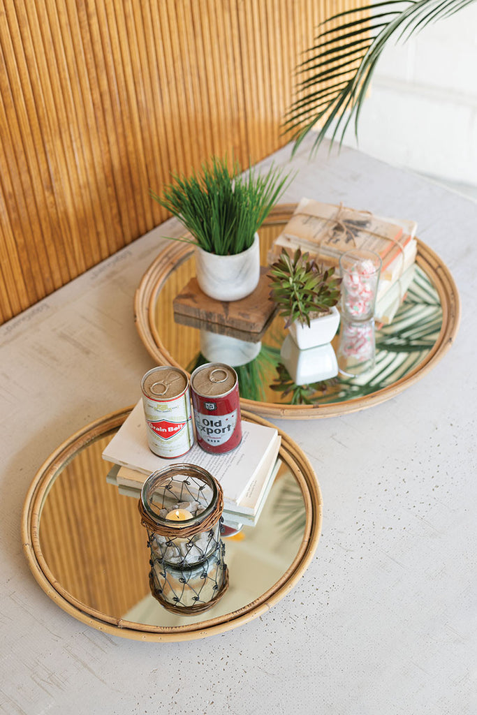 Rattan mirror trays, set of 2 - The Nifty Decor