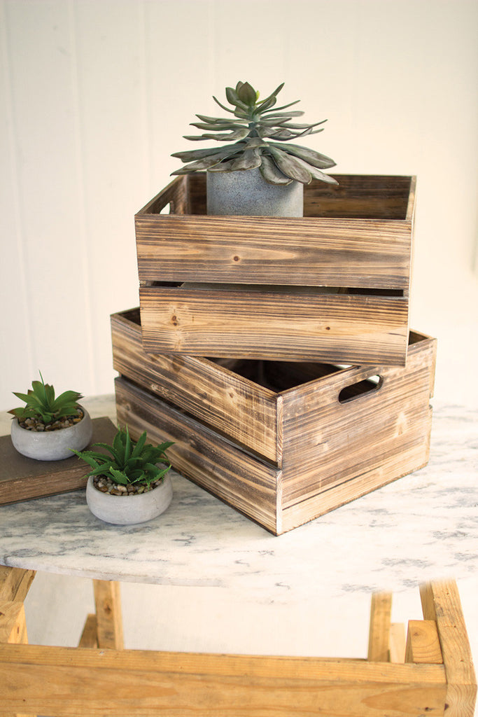 Wooden slatted crates, set of 2 - The Nifty Decor