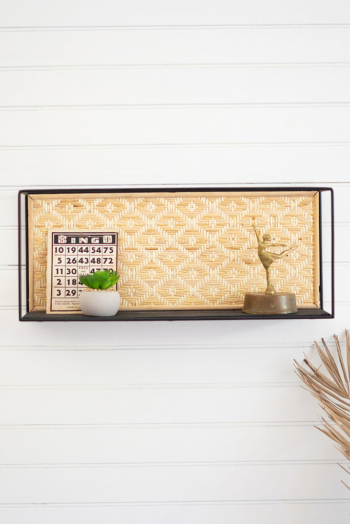Rattan back metal shelf - The Nifty Decor
