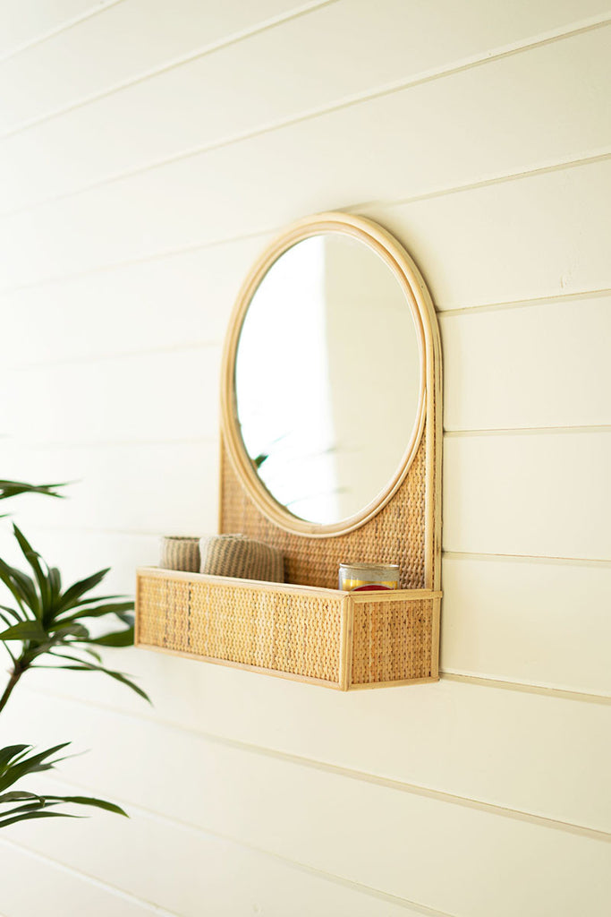 Round mirror with rattan frame and box - The Nifty Decor