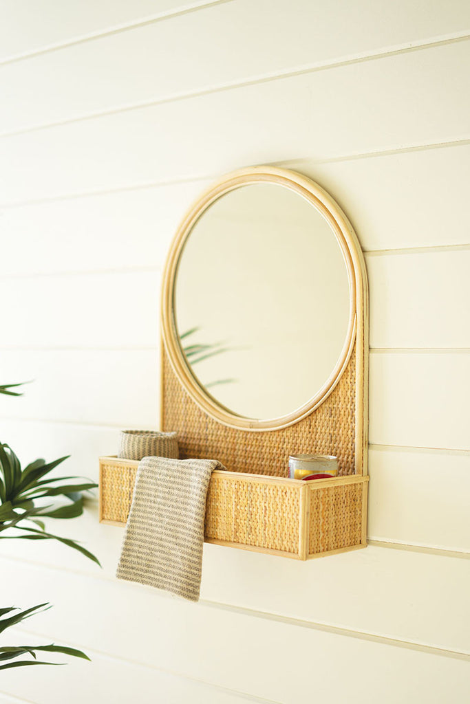 Round mirror with rattan frame and box - The Nifty Decor
