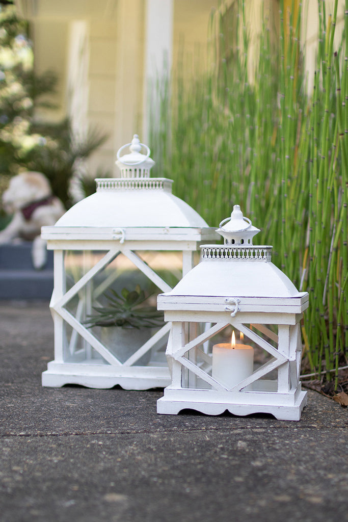 Rustic white lanterns, set of 2 - The Nifty Decor