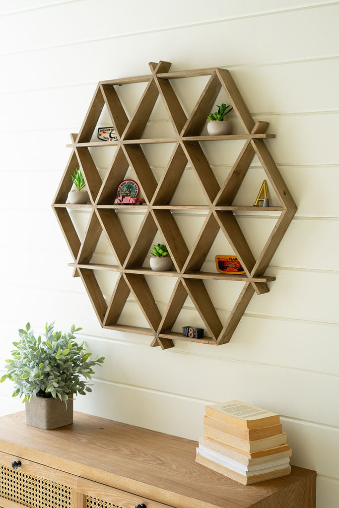 Hexagon crisscross wall shelf - The Nifty Decor