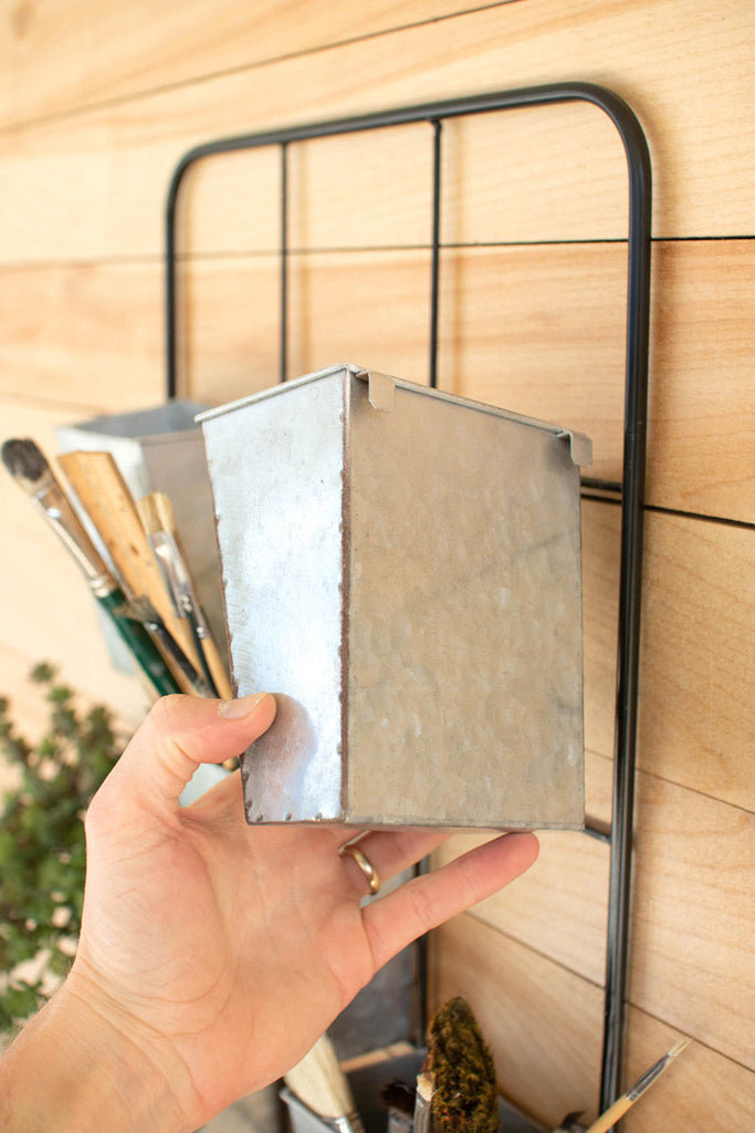 Metal wall rack with six pockets - Bombay Mercantile