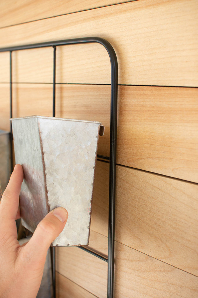 Metal wall rack with six pockets - Bombay Mercantile