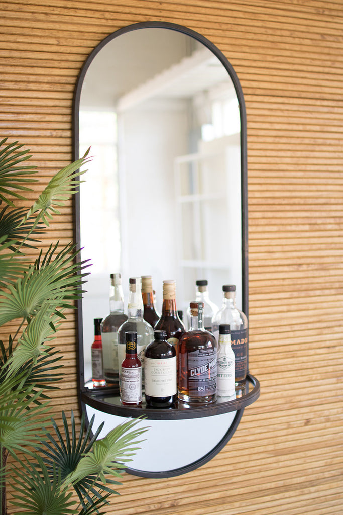 Oval wall mirror with shelf - The Nifty Decor