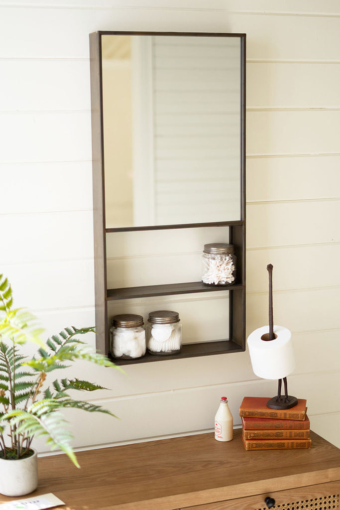 Rectangle wall shelf with mirror - The Nifty Decor