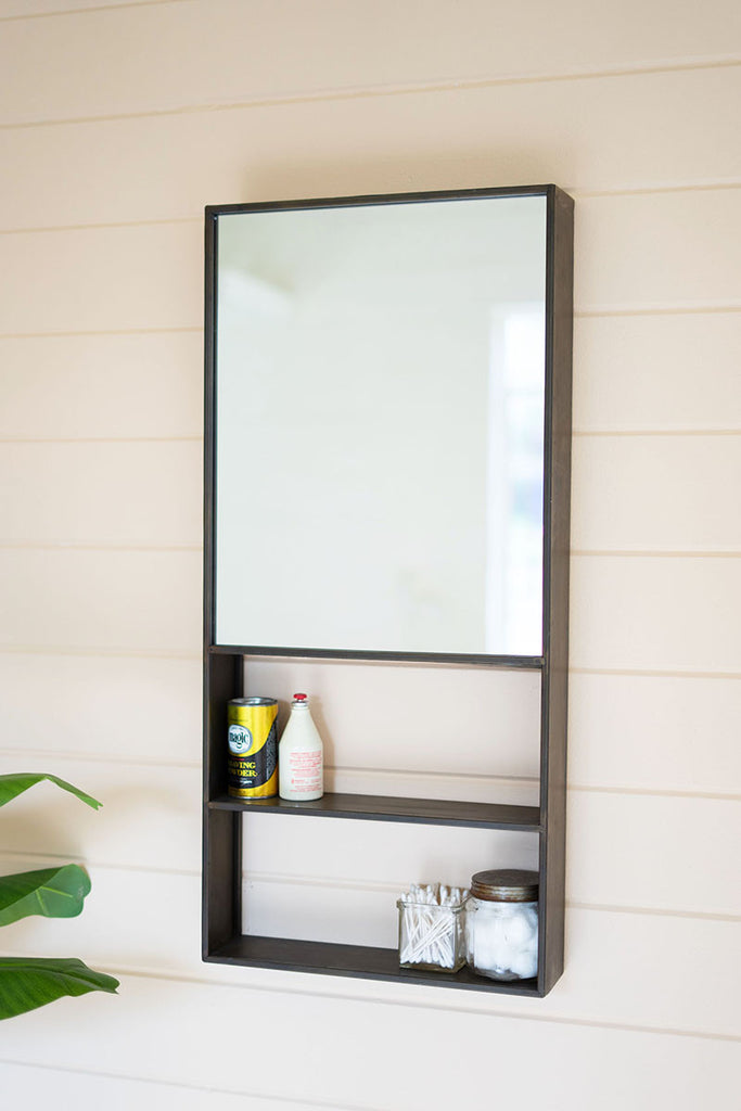 Rectangle wall shelf with mirror - The Nifty Decor