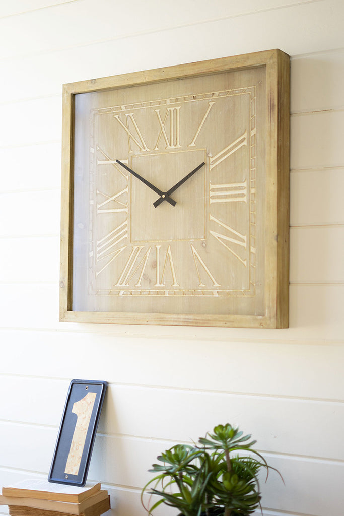 Square wooden wall clock - The Nifty Decor