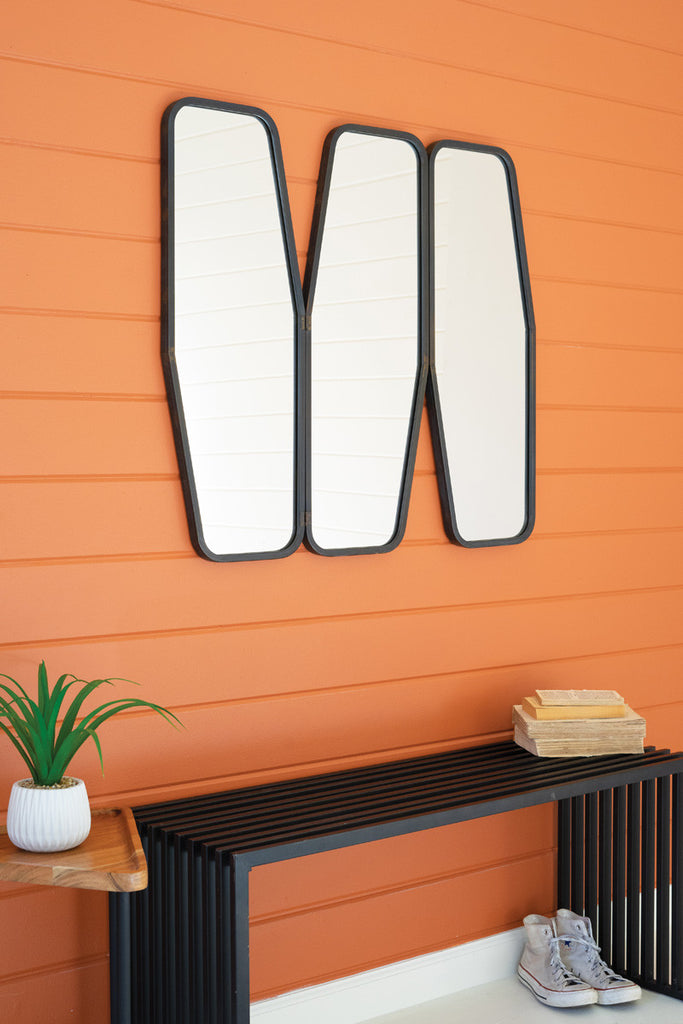 Black triple wall mirror - Bombay Mercantile