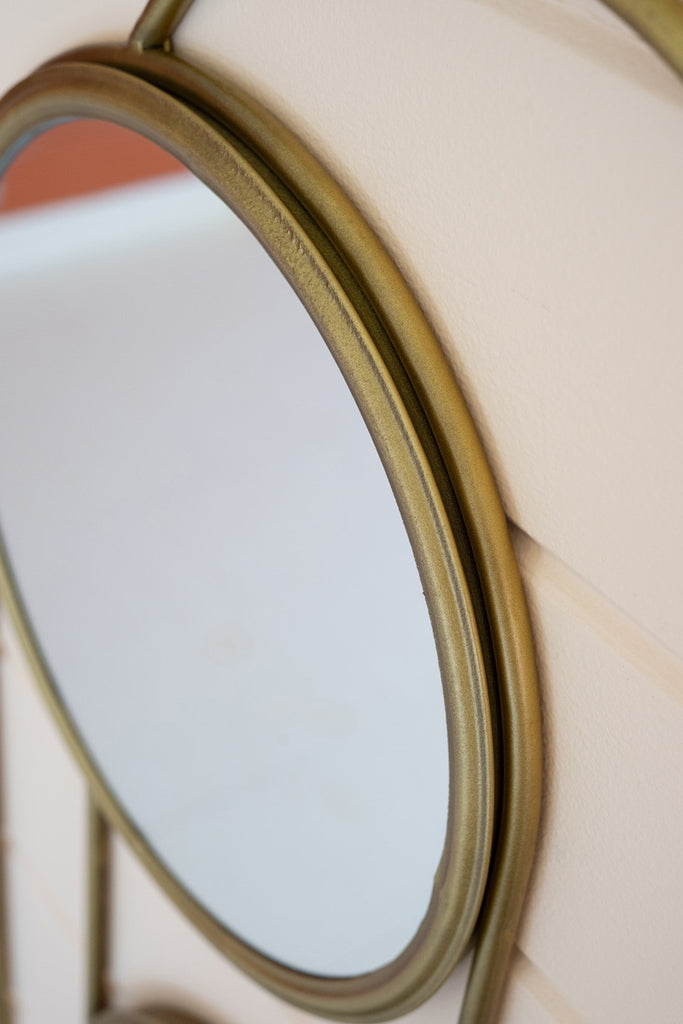 Double round antique brass mirrors - Bombay Mercantile
