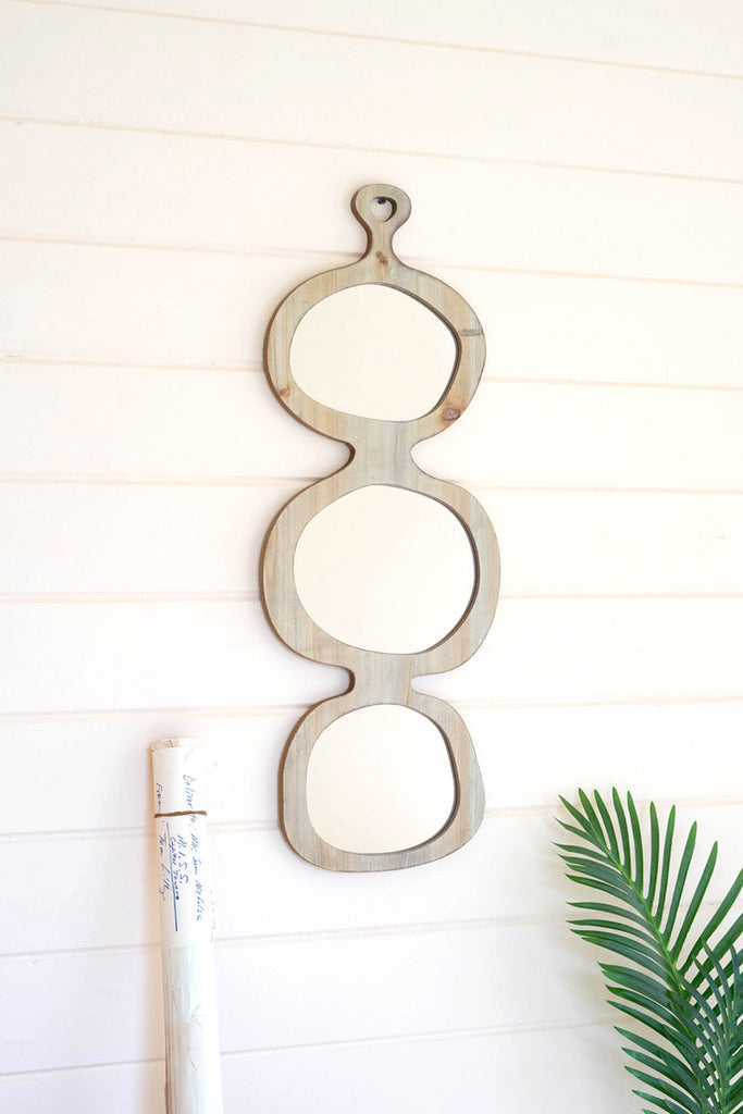 Triple organic wood framed wall mirror - Bombay Mercantile