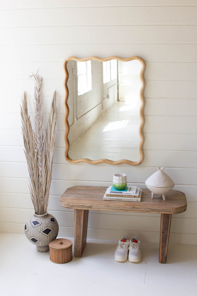 Wooden squiggle framed mirror - Bombay Mercantile