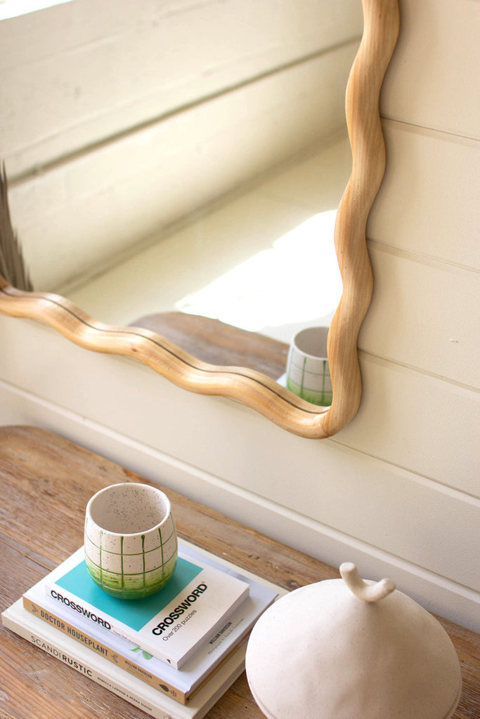 Wooden squiggle framed mirror - Bombay Mercantile