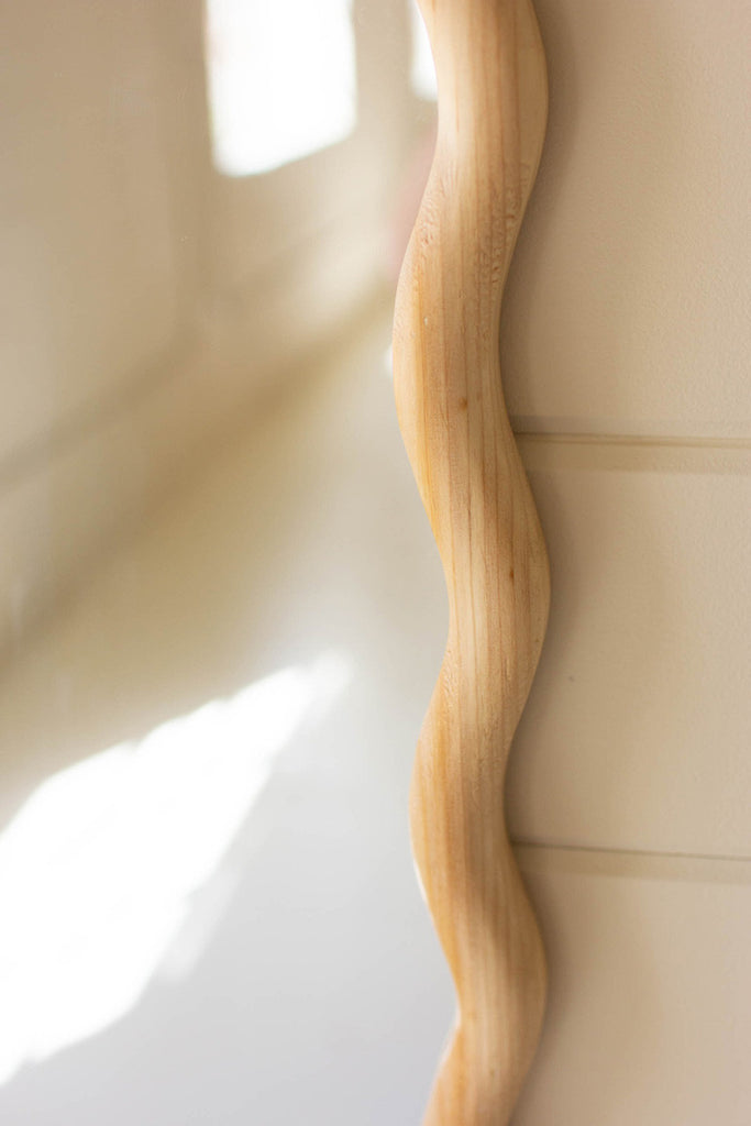 Wooden squiggle framed mirror - Bombay Mercantile
