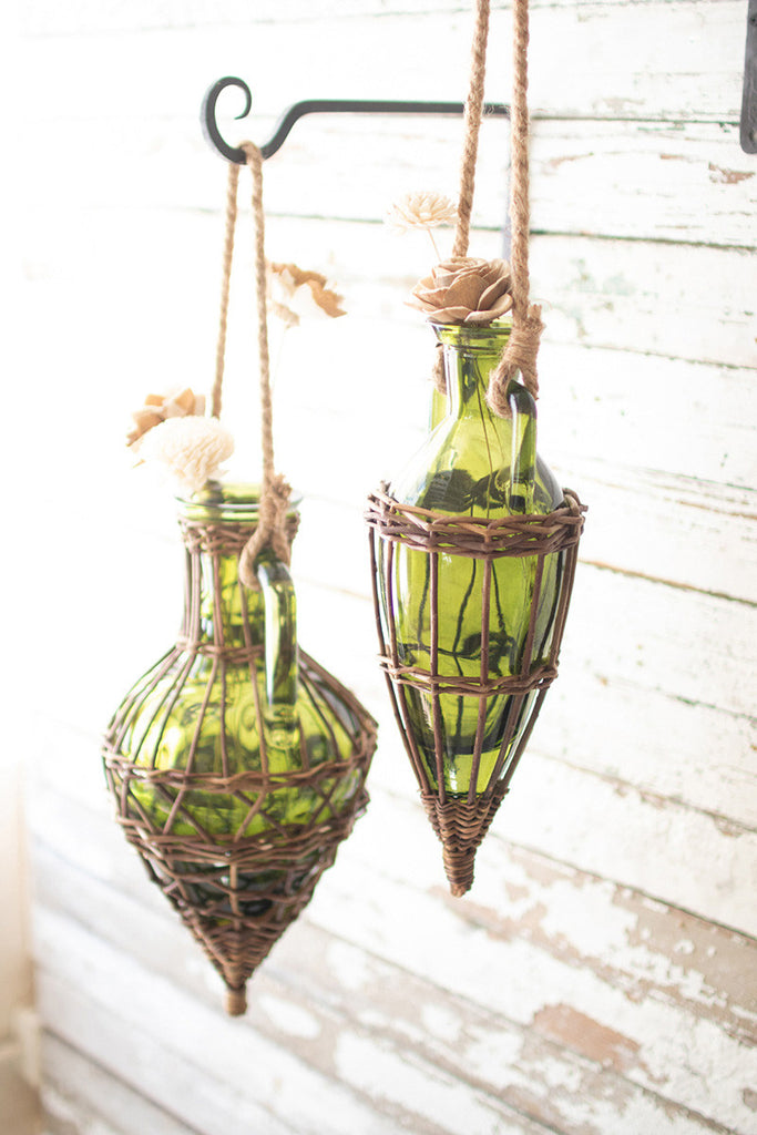 Hanging green bud vases, set of 2 - The Nifty Decor
