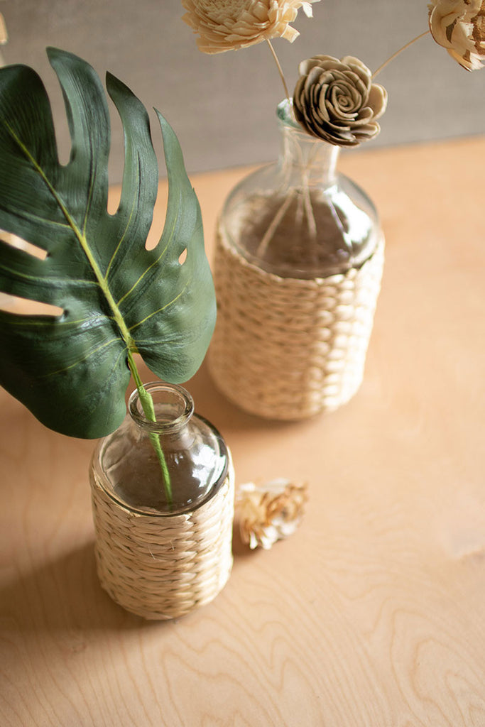 Seagrass wrapped tall vases, set of 2 - The Nifty Decor