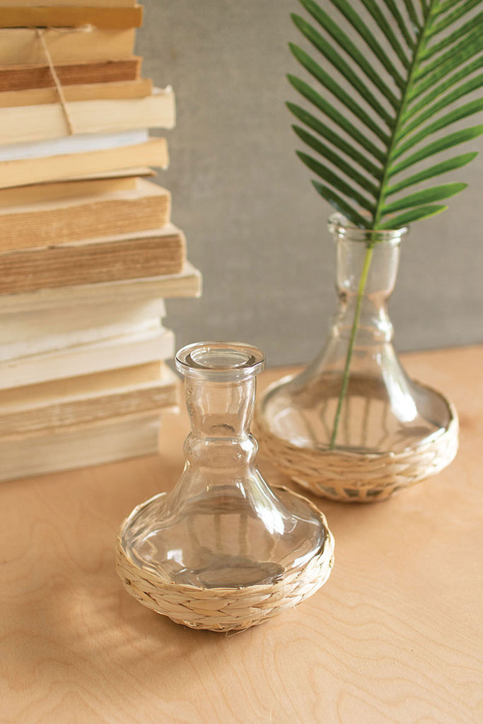 Seagrass wrapped flared vases, set of 2 - The Nifty Decor