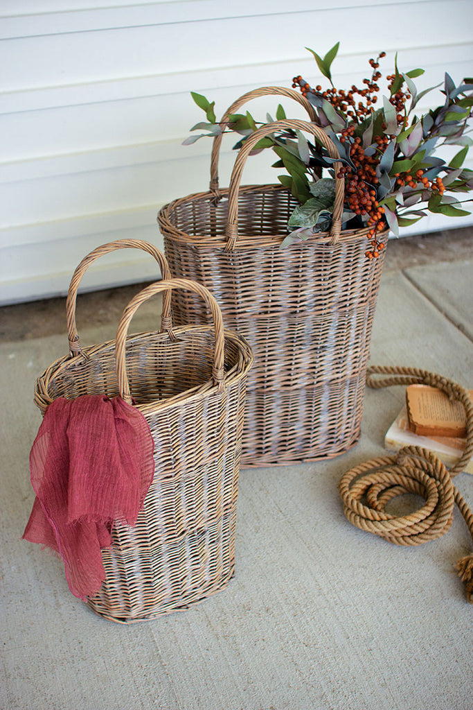 Tall wicker baskets, set of 2 - The Nifty Decor