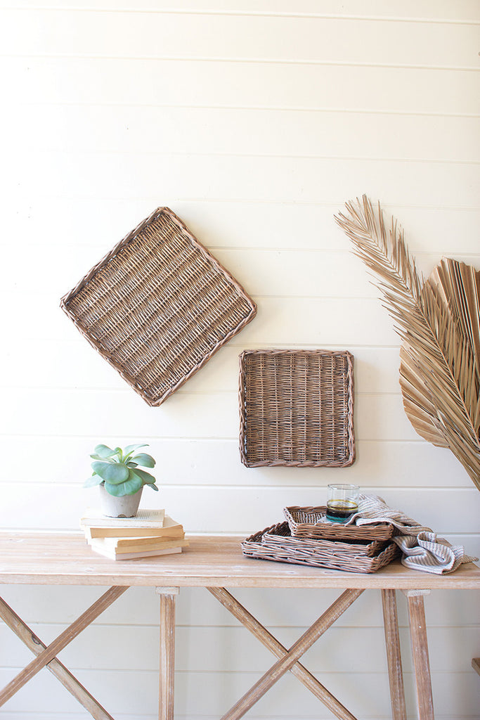 Square rattan trays, set of 5. - The Nifty Decor