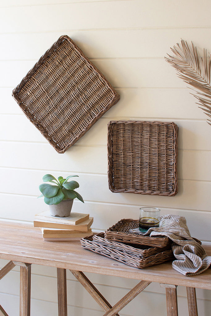 Square rattan trays, set of 5. - The Nifty Decor