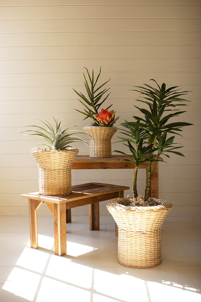 Flared rattan planters, set of 3 - The Nifty Decor