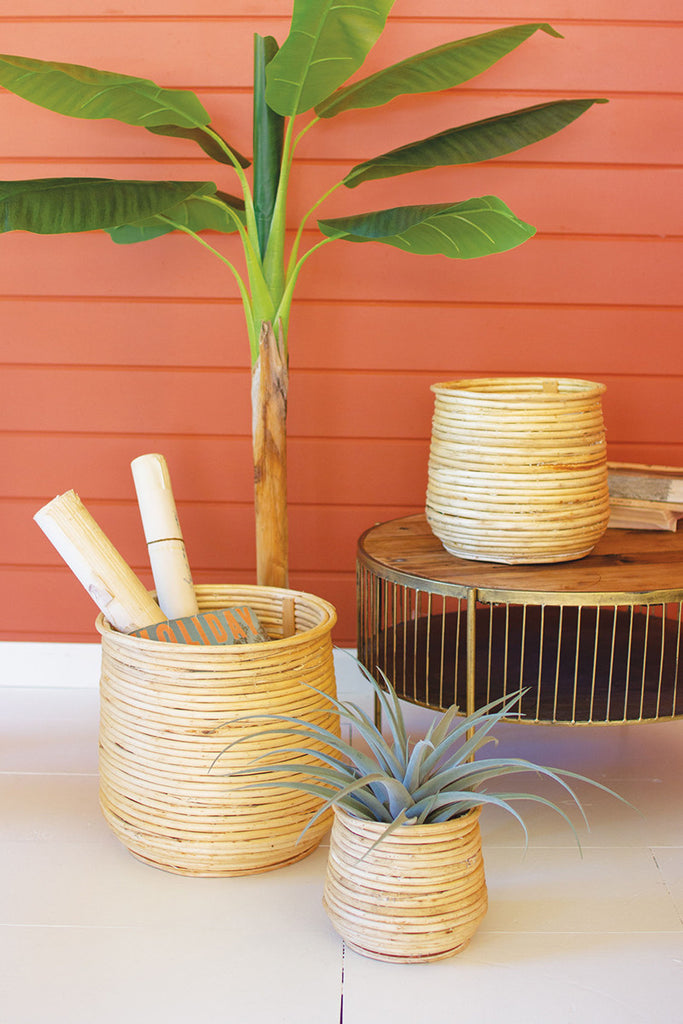 Set of 3 woven willow planters - The Nifty Decor