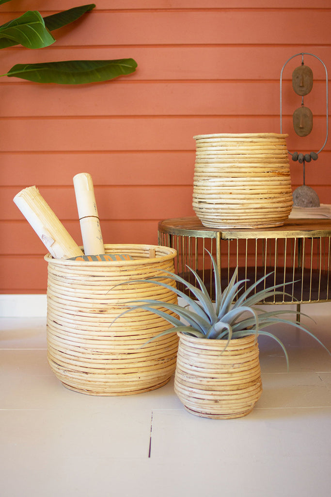 Set of 3 woven willow planters - The Nifty Decor